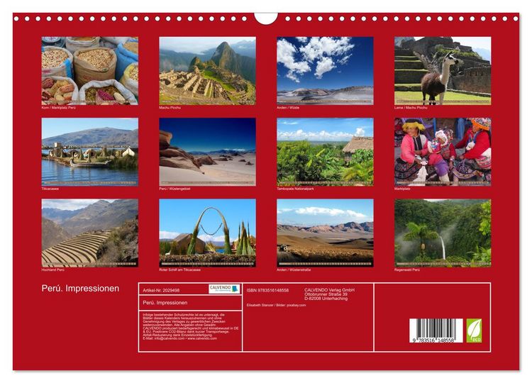 Produktbild: Per&uacute;. Impressionen (Wandkalender 2026 DIN A3 quer), CALVENDO Monatskalender