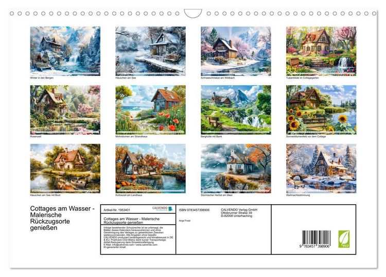 Produktbild: Cottages am Wasser - Malerische R&uuml;ckzugsorte genie&szlig;en (Wandkalender 2026 DIN A3 quer), CALVENDO Monatskalender