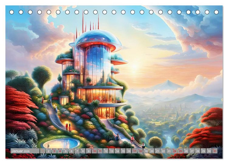 Produktbild: Architektur Futuristische Horizonte (Tischkalender 2026 DIN A5 quer), CALVENDO Monatskalender