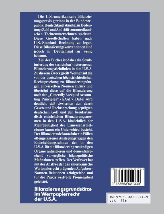 Produktbild: Bilanzierungsgrunds&auml;tze im Wertpapierrecht der U.S.A.