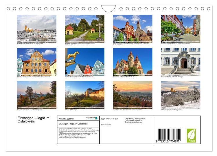Produktbild: Ellwangen - Jagst im Ostalbkreis (Wandkalender 2027 DIN A4 quer), CALVENDO Monatskalender