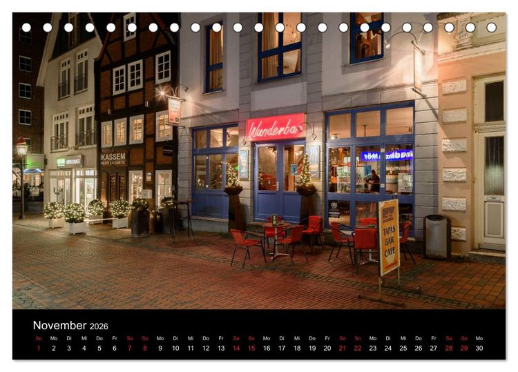 Produktbild: Buxtehude bei Nacht (Tischkalender 2026 DIN A5 quer), CALVENDO Monatskalender