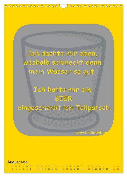 Produktbild: Ich liebe Bier (Wandkalender 2026 DIN A3 hoch), CALVENDO Monatskalender