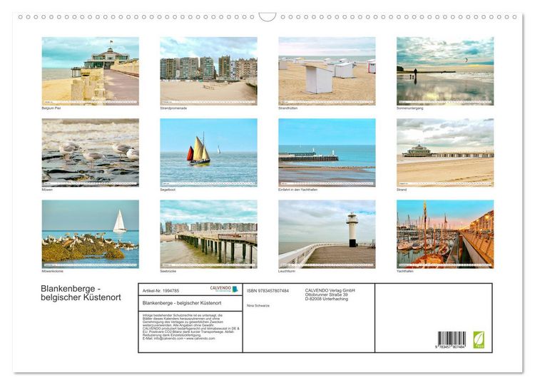 Produktbild: Blankenberge - belgischer K&uuml;stenort (Wandkalender 2026 DIN A2 quer), CALVENDO Monatskalender