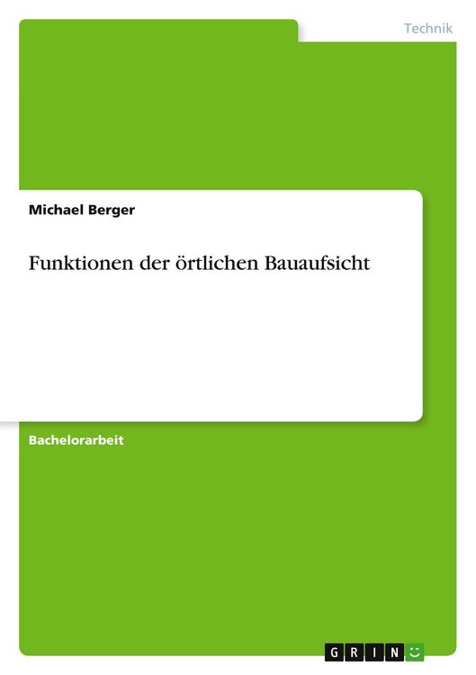 Produktbild: Funktionen der &ouml;rtlichen Bauaufsicht