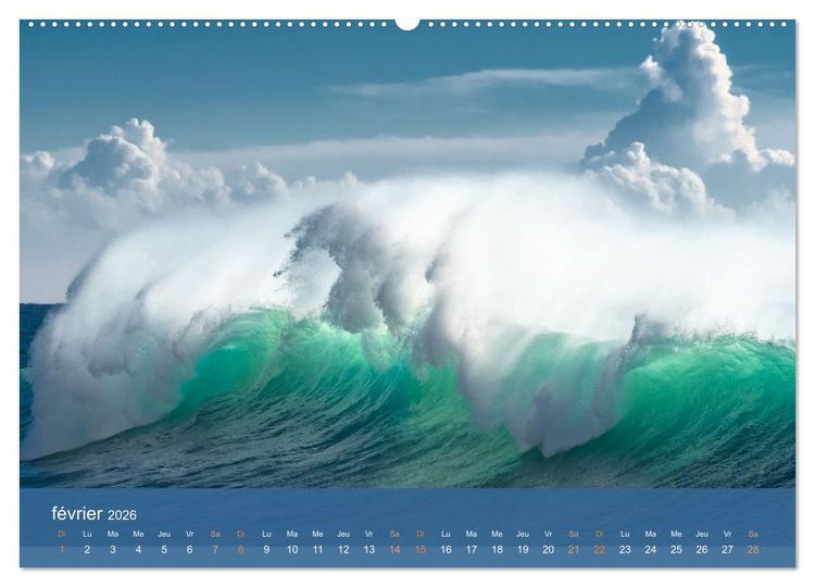 Produktbild: Temp&ecirc;tes c&ocirc;ti&egrave;res - La puissance brute des vagues (Calendrier mural 2026 DIN A2 vertical) calendrier de bureau