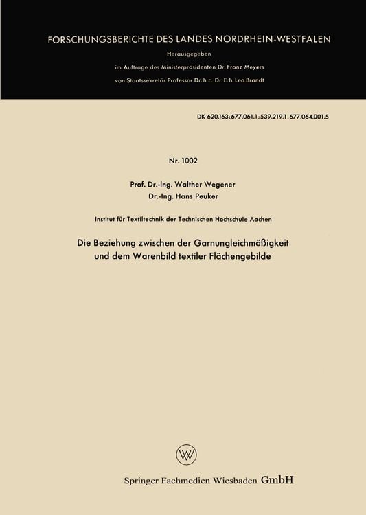 Produktbild: Die Beziehung zwischen der Garnungleichm&auml;&szlig;igkeit und dem Warenbild textiler Fl&auml;chengebilde