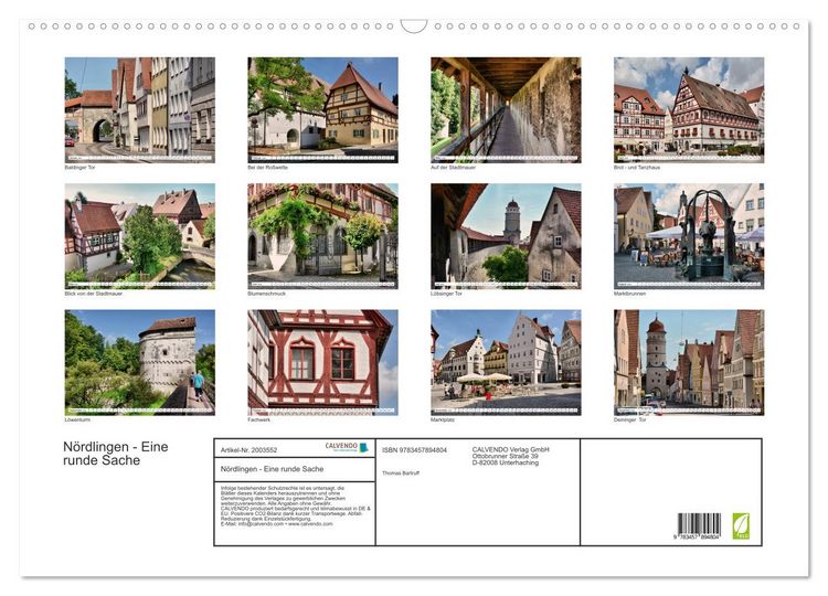 Produktbild: N&ouml;rdlingen - Eine runde Sache (Wandkalender 2026 DIN A2 quer), CALVENDO Monatskalender