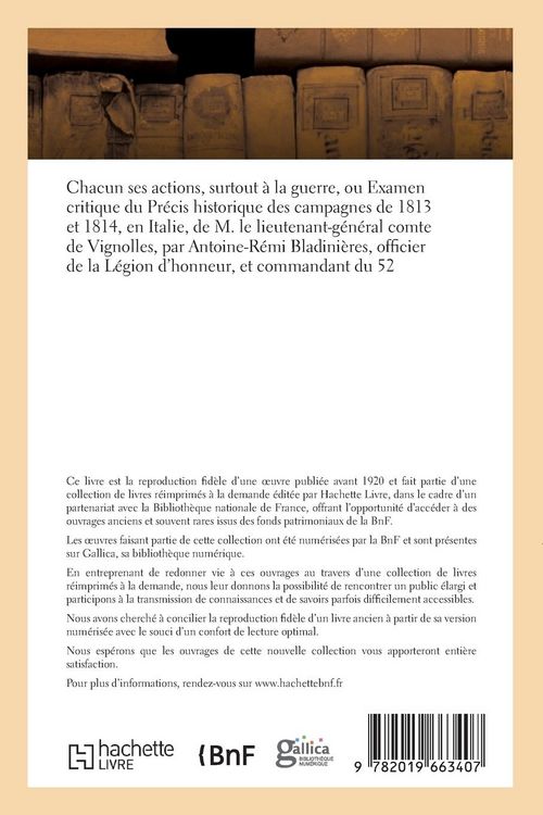Produktbild: Chacun ses actions, surtout &agrave; la guerre. Du Pr&eacute;cis historique des campagnes en Italie, 1813-1814