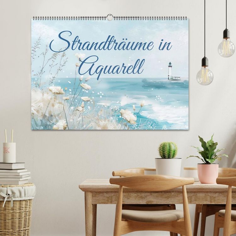 Produktbild: Strandtr&auml;ume in Aquarell (Wandkalender 2026 DIN A2 quer), CALVENDO Monatskalender