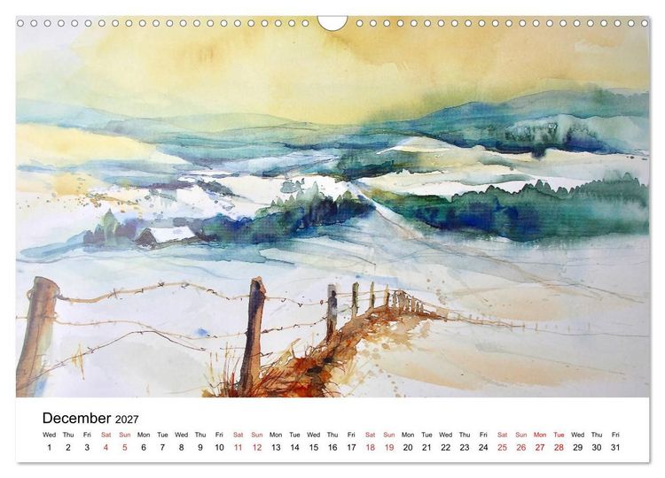 Produktbild: WATERCOLOR IMPRESSIONS (Wall Calendar 2027 DIN A3 landscape), CALVENDO 12 Month Wall Calendar