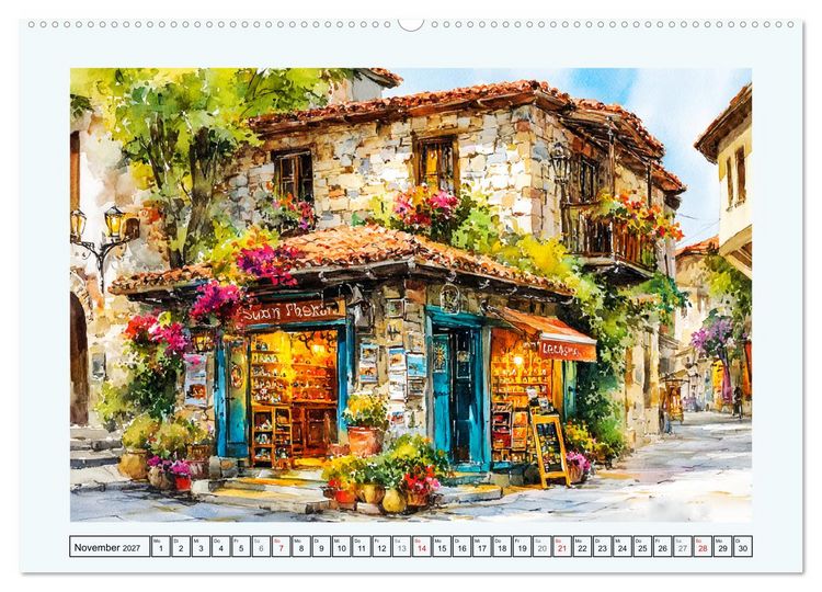 Produktbild: Bulgarien. K&uuml;nstlerische Aquarelle zwischen Altstadt und Meer (hochwertiger Premium Wandkalender 2027 DIN A2 quer), Kunstdruck in Hochglanz