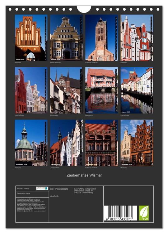 Produktbild: Zauberhaftes Wismar (Wandkalender 2026 DIN A4 hoch), CALVENDO Monatskalender