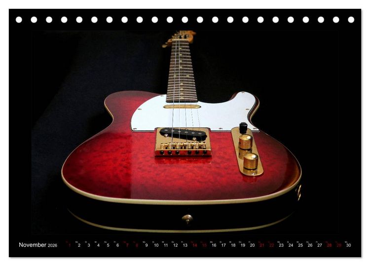 Produktbild: Rockgitarren im Blitzlicht (Tischkalender 2026 DIN A5 quer), CALVENDO Monatskalender
