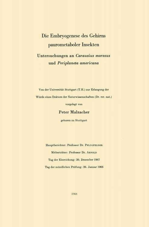Produktbild: Die Embryogenese des Gehirns paurometaboler Insekten
