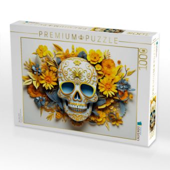 Produktbild: CALVENDO Puzzle Blue Yellow Skull | 1000 Teile Lege-Gr&ouml;&szlig;e 64x48cm Foto-Puzzle f&uuml;r gl&uuml;ckliche Stunden