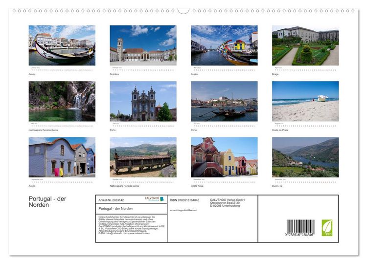 Produktbild: Portugal - der Norden (hochwertiger Premium Wandkalender 2026 DIN A2 quer), Kunstdruck in Hochglanz
