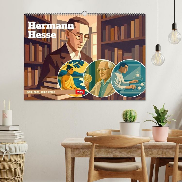 Produktbild: Hermann Hesse. Sein Leben, seine Werke (Wandkalender 2026 DIN A2 quer), CALVENDO Monatskalender
