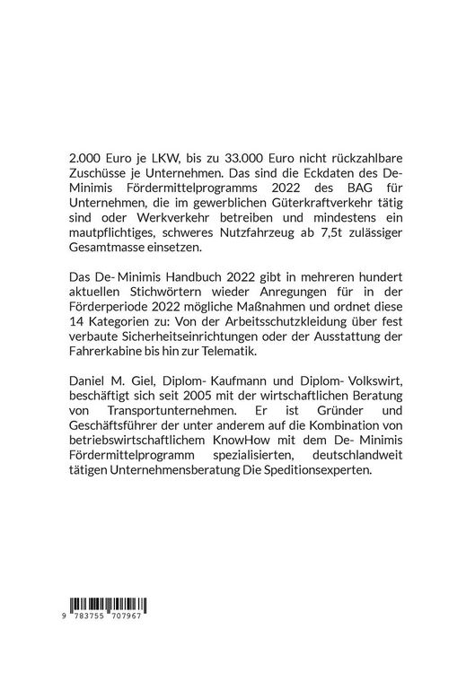 Produktbild: Das De-Minimis 2022 Handbuch