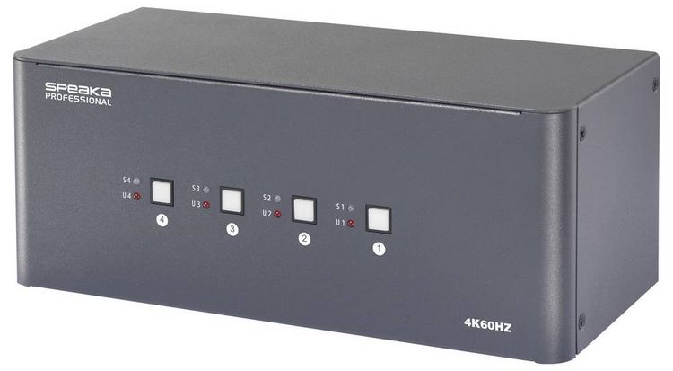 Produktbild: SpeaKa Professional 4 Port HDMI Multi Display KVM Switch 4x4 Port KVM-Konsole HDMI 3840 x 2160 Pixel
