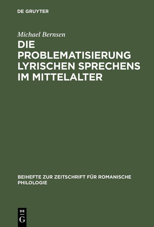 Produktbild: Die Problematisierung lyrischen Sprechens im Mittelalter