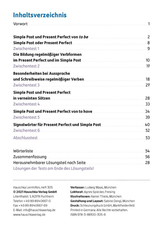 Produktbild: Simple Past & Present Perfect. Englisch ab 6. Klasse und f&uuml;r Erwachsene, A5-Heft
