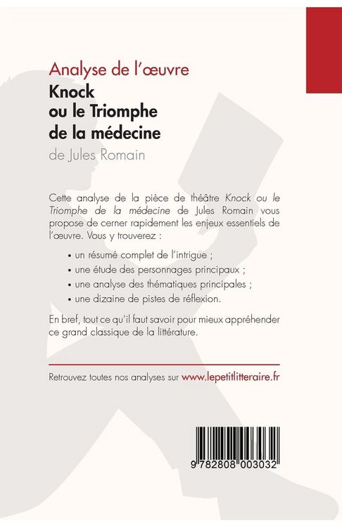 Produktbild: Knock ou le Triomphe de la m&eacute;decine de Jules Romain (Analyse de l'oeuvre)