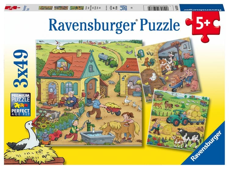 Produktbild: Puzzle Ravensburger Viel los auf dem Bauernhof 3 X 49 Teile
