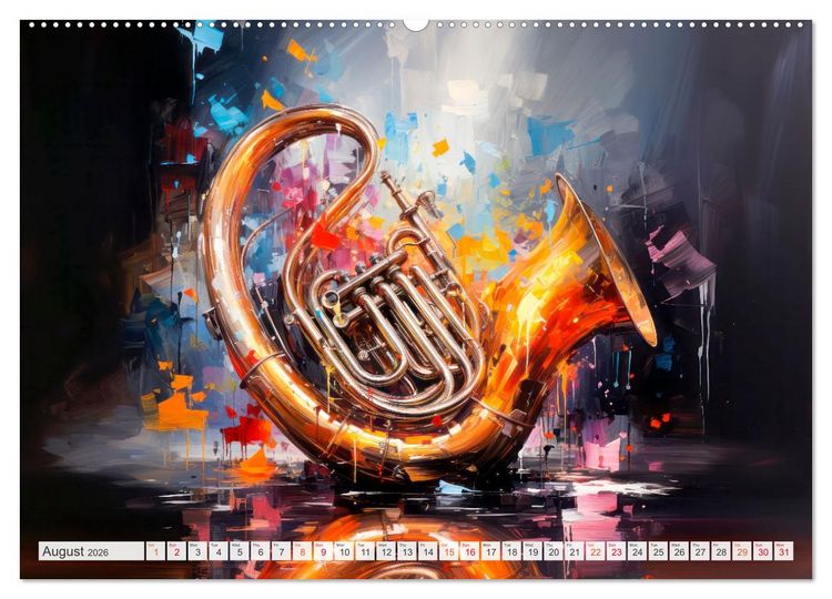 Produktbild: Musical Instruments CHARMING MODERN PRESENTATION (High Quality Premium Wall Calendar 2026 DIN A2 landscape),CALVENDO 12 Month Wall Calendar