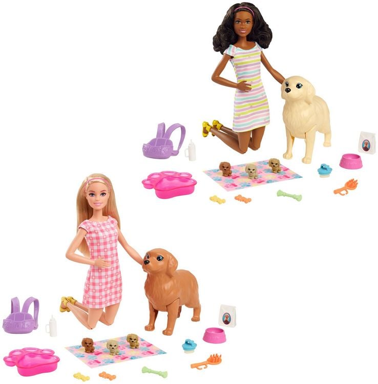 Produktbild: Barbie Puppe (blond) mit Hund und Welpen