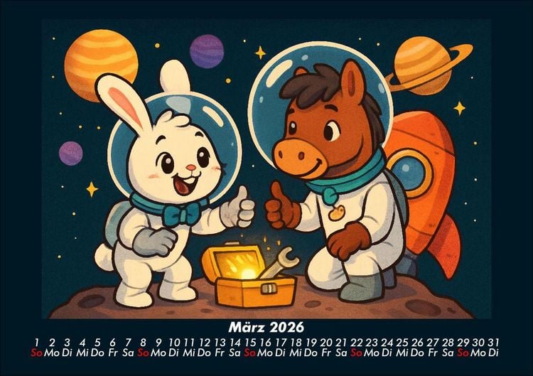 Produktbild: Bouncy & Huf - Im Weltraum 2026 Fotokalender DIN A5