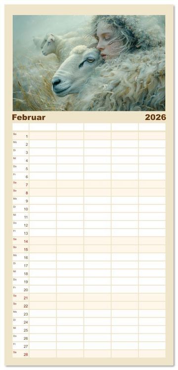 Produktbild: Familienplaner 2026 - Bei den Schafen - Malerische Reise mit 5 Spalten (Wandkalender, 21 x 45 cm) CALVENDO