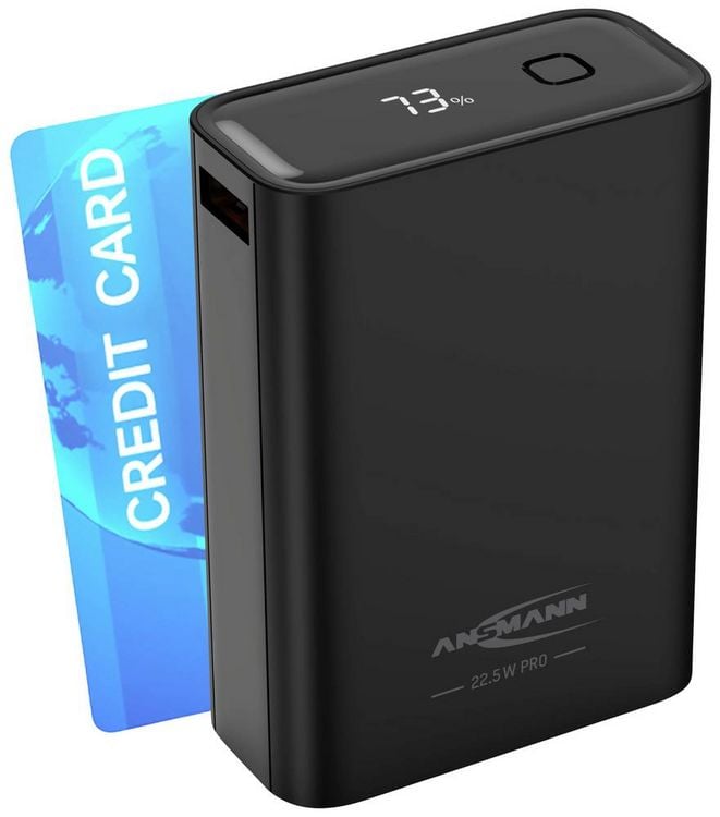 Produktbild: Ansmann 20000 mAh PB222PD sw Powerbank 20Ah USB PD 3.0, Quick Charge 2.0 LiPo Schwarz mit Laderegler, gleichzeitiges Laden und