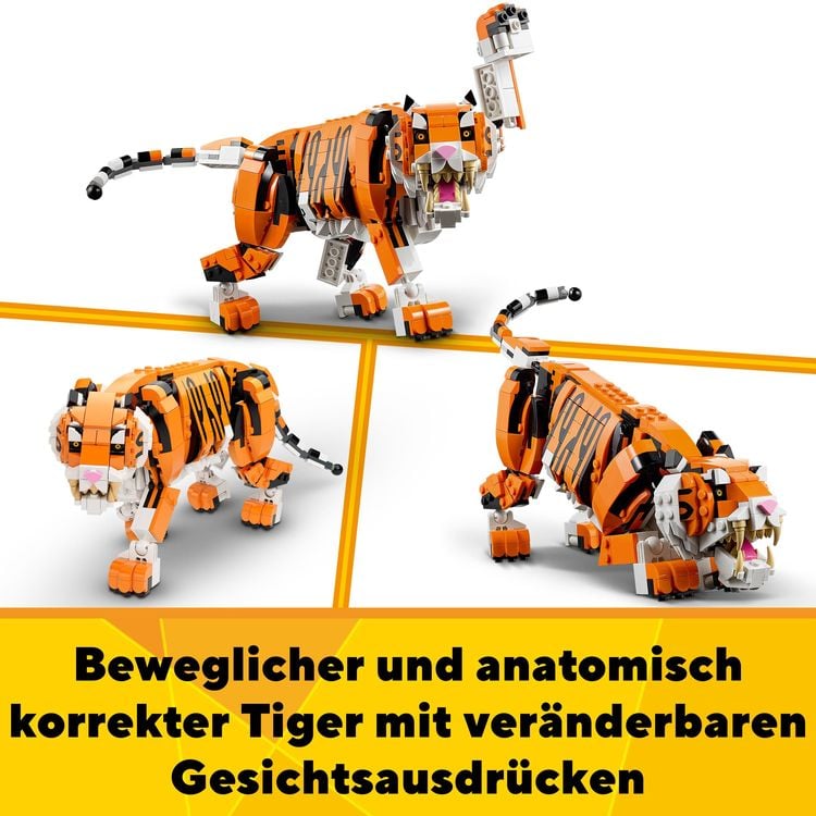 Produktbild: LEGO Creator 3in1 31129 Majestätischer Tiger, Tierfiguren-Set für Kinder