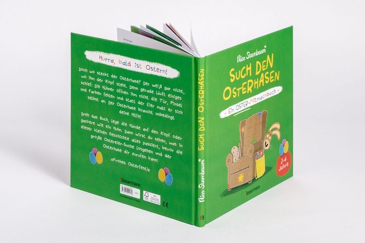 Produktbild: Such den Osterhasen. Ein Oster-Mitmachbuch. Zum Sch&uuml;tteln, Schaukeln, Pusten, Klopfen und sehen, was dann passiert. Von 2 bis 4 Jahren