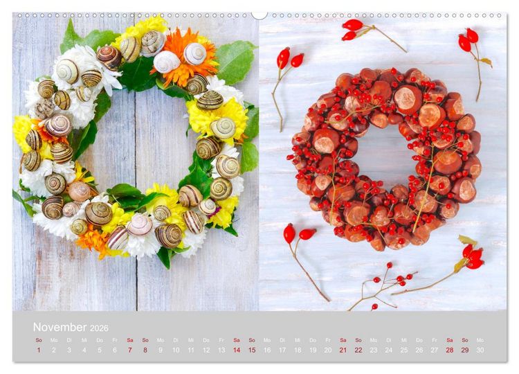 Produktbild: Mit eigenen Kranzarrangements durch das Jahr (Wandkalender 2026 DIN A2 quer), CALVENDO Monatskalender