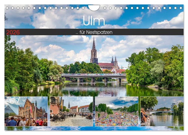 Produktbild: Ulm f&uuml;r Nestspatzen (Wandkalender 2026 DIN A4 quer), CALVENDO Monatskalender
