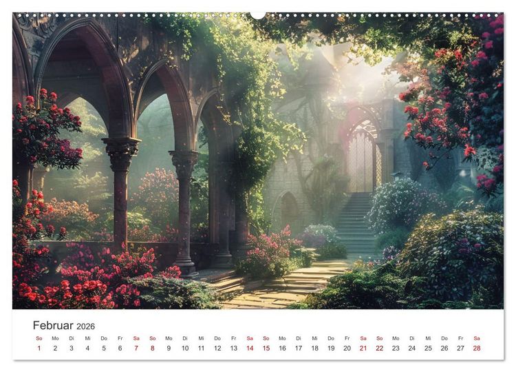 Produktbild: Verwunschene G&auml;rten - Eine Zeitreise (Wandkalender 2026 DIN A2 quer), CALVENDO Monatskalender