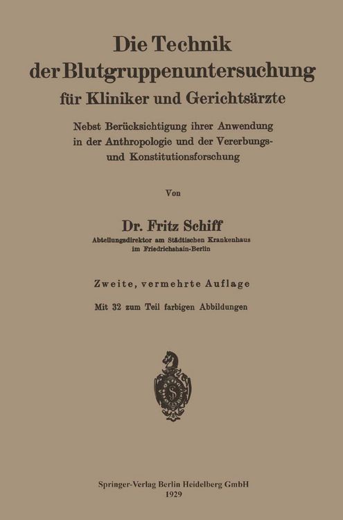 Produktbild: Die Technik der Blutgruppenuntersuchung f&uuml;r Kliniker und Gerichts&auml;rzte