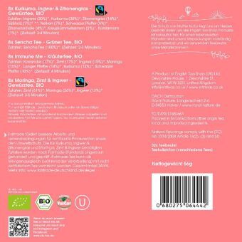 Produktbild: BIO Tee Kollektion "Feelgood Moments", Ayurveda Tee Probierbox & Geschenk zum Wohlf&uuml;hlen, 4 Sorten, 32 Teebeutel