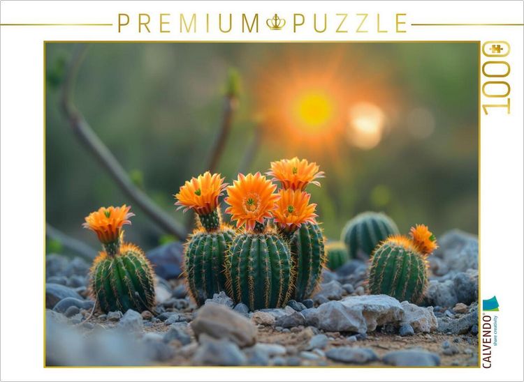 Produktbild: CALVENDO Puzzle Orange bl&uuml;hende Kakteen | 1000 Teile Lege-Gr&ouml;&szlig;e 64x48cm Foto-Puzzle f&uuml;r gl&uuml;ckliche Stunden