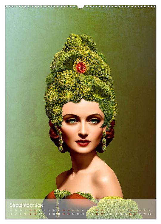 Produktbild: Zum Anbeissen - surreale Frauenportraits mit Obst und Gem&uuml;se (hochwertiger Premium Wandkalender 2026 DIN A2 hoch), Kunstdruck in Hochglanz