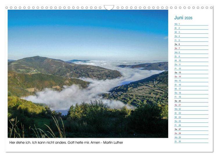 Produktbild: Mein Weg nach Santiago de Compostela mit Zitaten (Wandkalender 2026 DIN A3 quer), CALVENDO Monatskalender