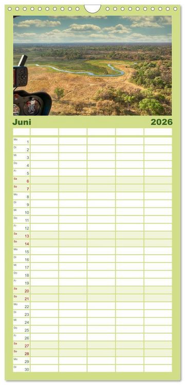 Produktbild: Familienplaner 2026 - Okavango! Atemberaubende Natursch&ouml;nheit im gr&ouml;&szlig;ten Binnendelta der Welt mit 5 Spalten (Wandkalender, 21 x 45 cm) CALVENDO