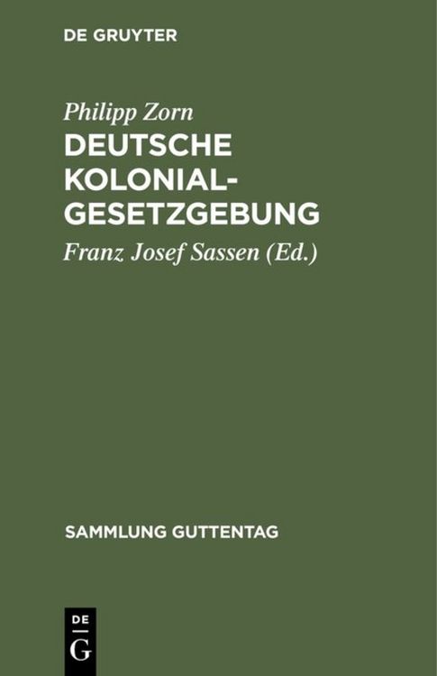 Produktbild: Deutsche Kolonialgesetzgebung