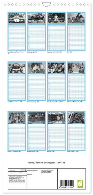 Produktbild: Familienplaner 2027 - Formel, Rennen, Boxengasse 1971-&acute;83 mit 5 Spalten (Wandkalender, 21 x 45 cm) CALVENDO