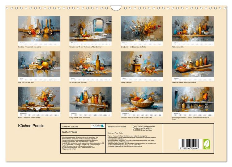 Produktbild: K&uuml;chen Poesie (Wandkalender 2027 DIN A3 quer), CALVENDO Monatskalender