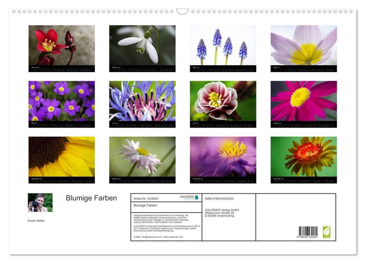 Produktbild: Blumige Farben (Wandkalender 2026 DIN A2 quer), CALVENDO Monatskalender