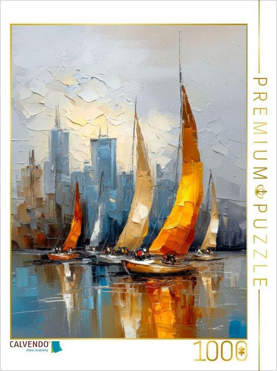 Produktbild: CALVENDO Puzzle Rennyachten vor beeindruckender Skyline | 1000 Teile Lege-Gr&ouml;&szlig;e 64x48cm Foto-Puzzle f&uuml;r gl&uuml;ckliche Stunden