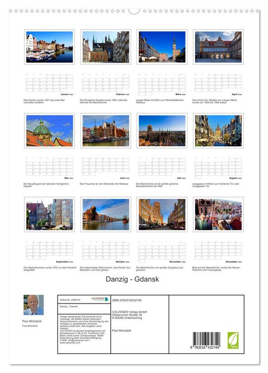 Produktbild: Danzig - Gdansk (hochwertiger Premium Wandkalender 2026 DIN A2 hoch), Kunstdruck in Hochglanz